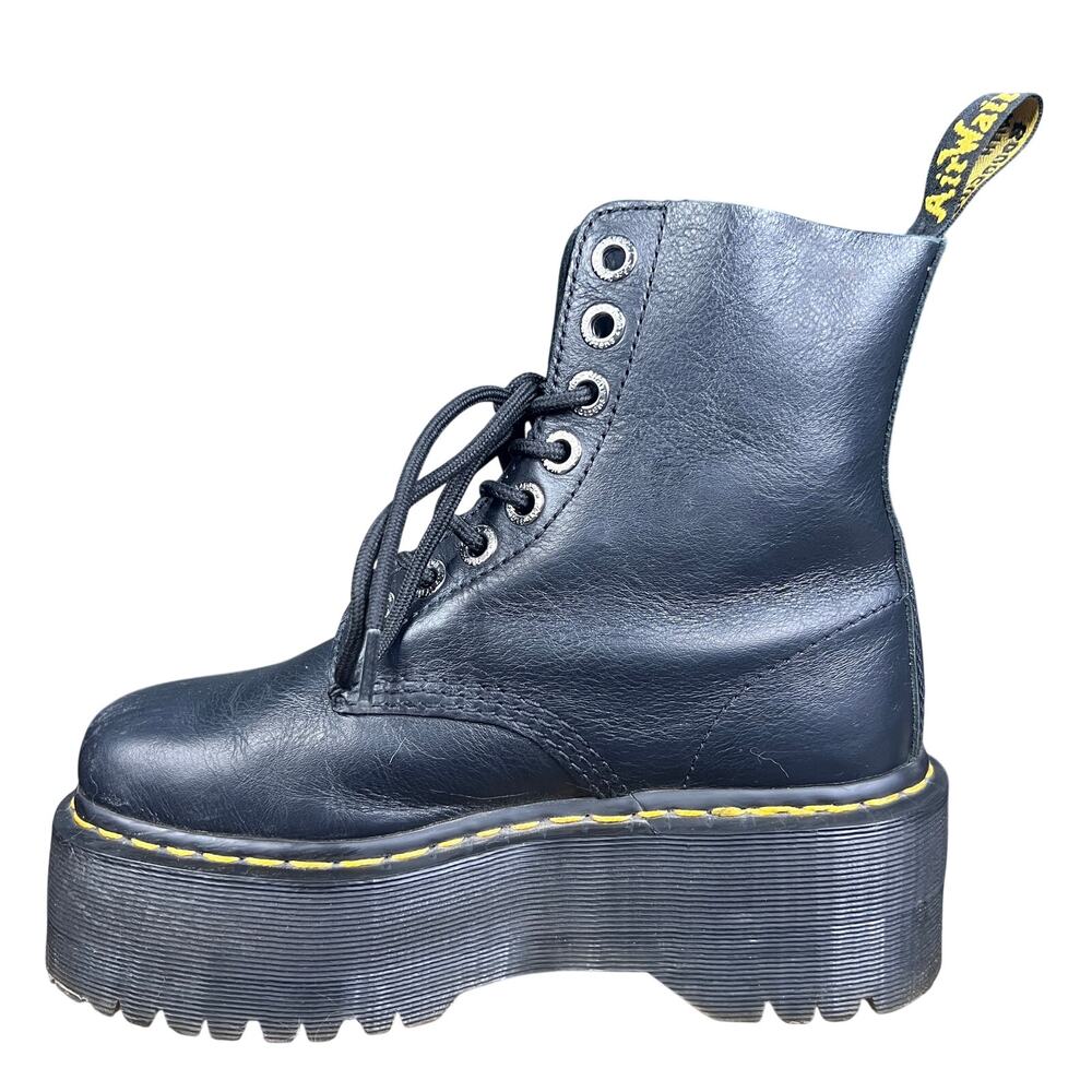 Dr. Martens Women’s 1460 Pascal Max Black Leather Platform Boots Size 6 - Picture 2 of 10